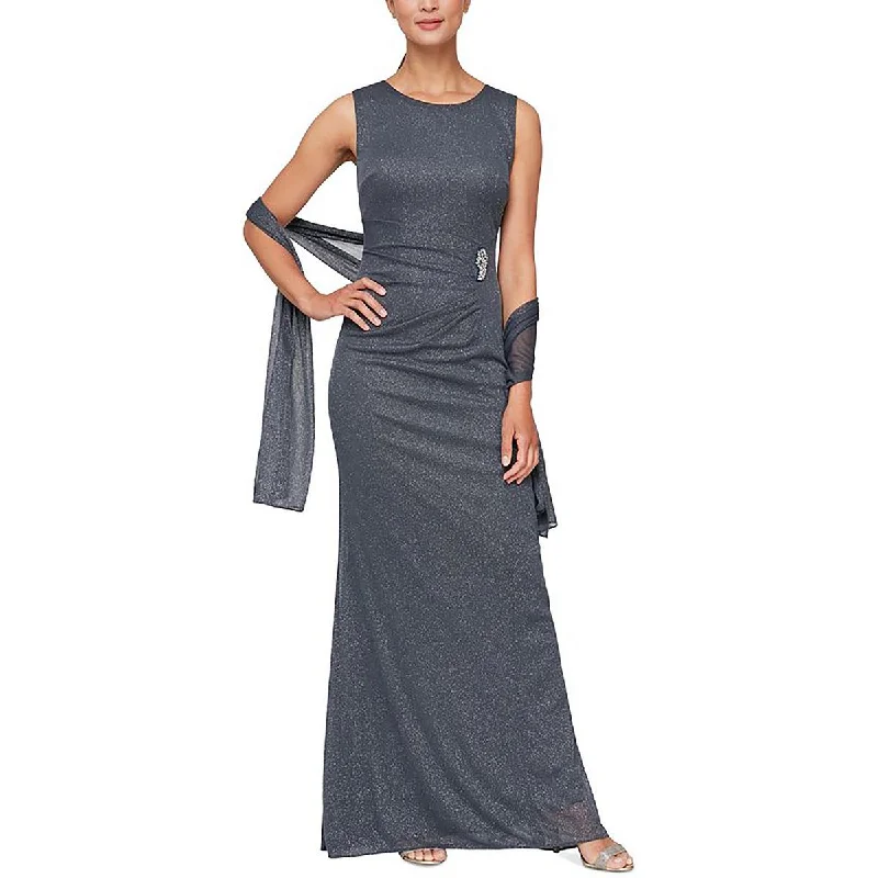 Sophisticated Style Petites Womens Glitter Maxi Evening Dress