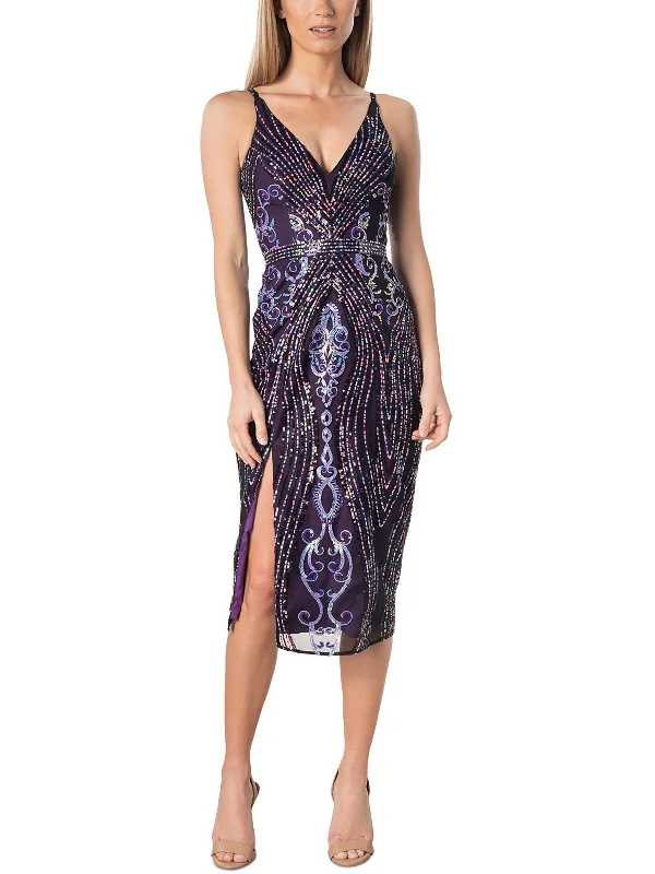 Women's Formal Event Outfit Womens Mesh Paisley Sheath Dress