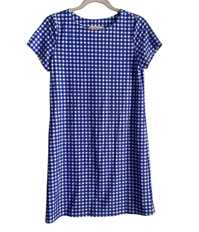 Women's Elegant Formal Outfit Ella Gingham Dress In Navy