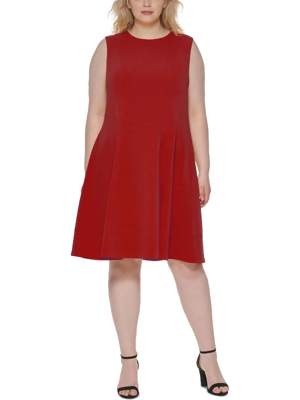 Women's Outfit For The Office Plus Womens Seam Detailed Midi Fit & Flare Dress