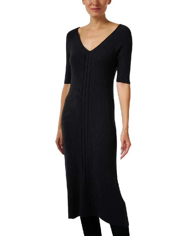 Women's Elegant Apparel Ecru Rib Knit Dress