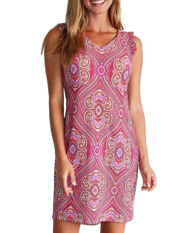 Women's Chic Outerwear Outfit Lulu Dress In Paisley Medallion Hot Pink