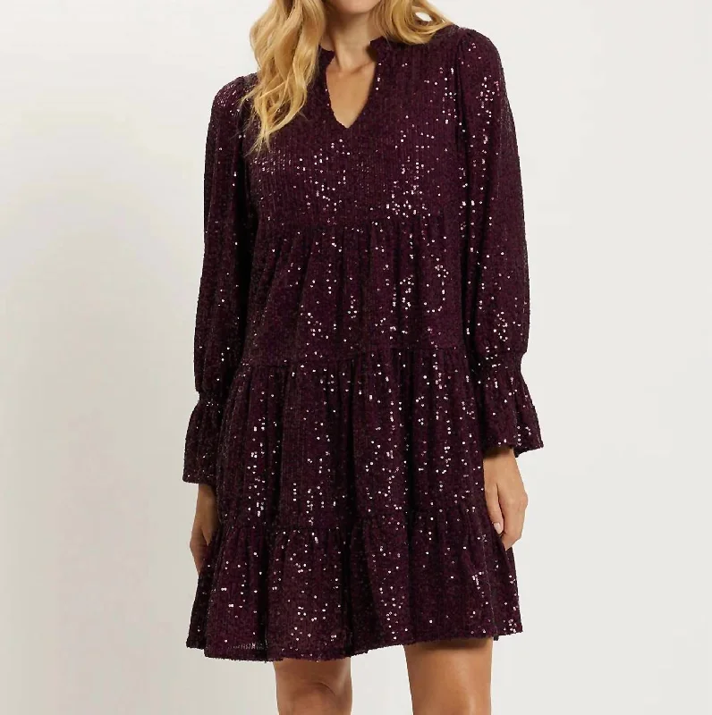 Women's Comfortable Lounge Garments Tammi Sequins Dress In Garnet