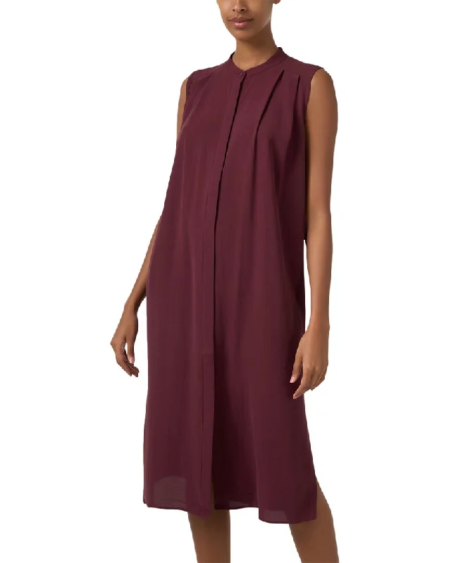 Women's Comfortable Lounge Garments EILEEN FISHER Silk Pleated Dress