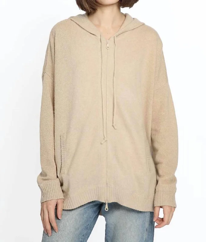 Women Clothes Cashmere Hoodie In Ecru