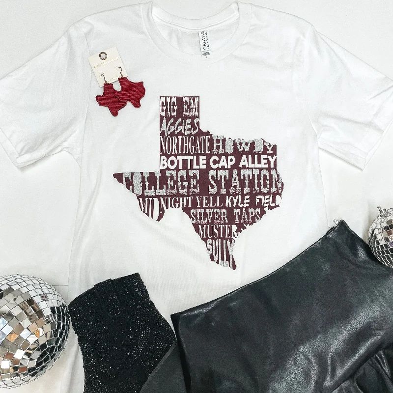 Women's Clothes And Garments Aggie Game Day | Game Day in College Station Texas Short Sleeve Tee Shirt in White