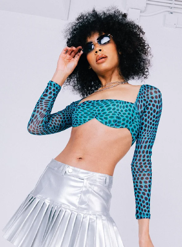 Women Apparel Becca Long Sleeve Crop Top Teal