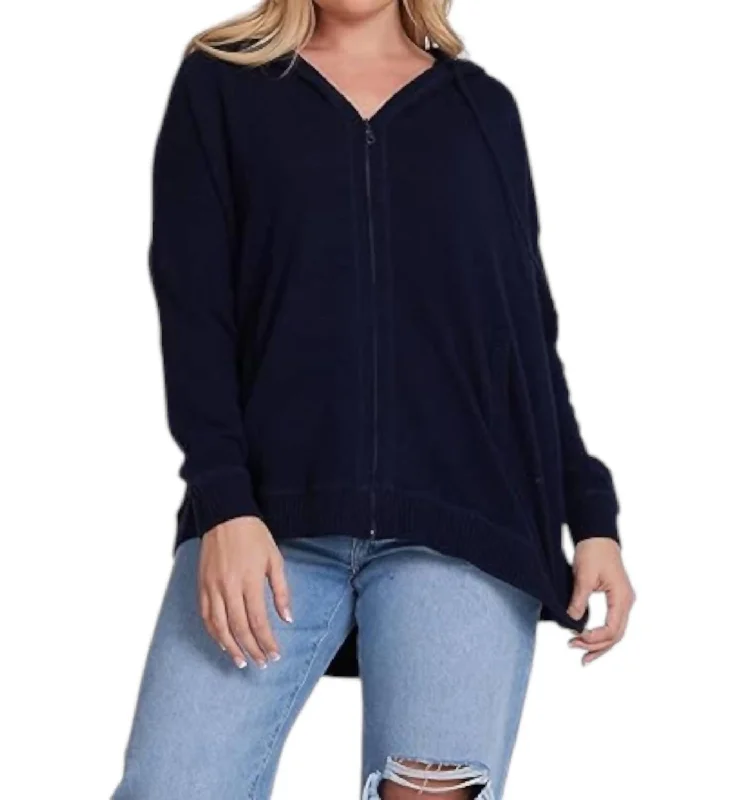 Women Online Clothing Boutiques Cashmere Hoodie In Navy