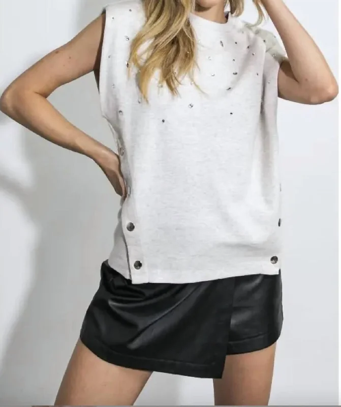 Elegant Fashion Everyday Embellished Knit Top In Ivory