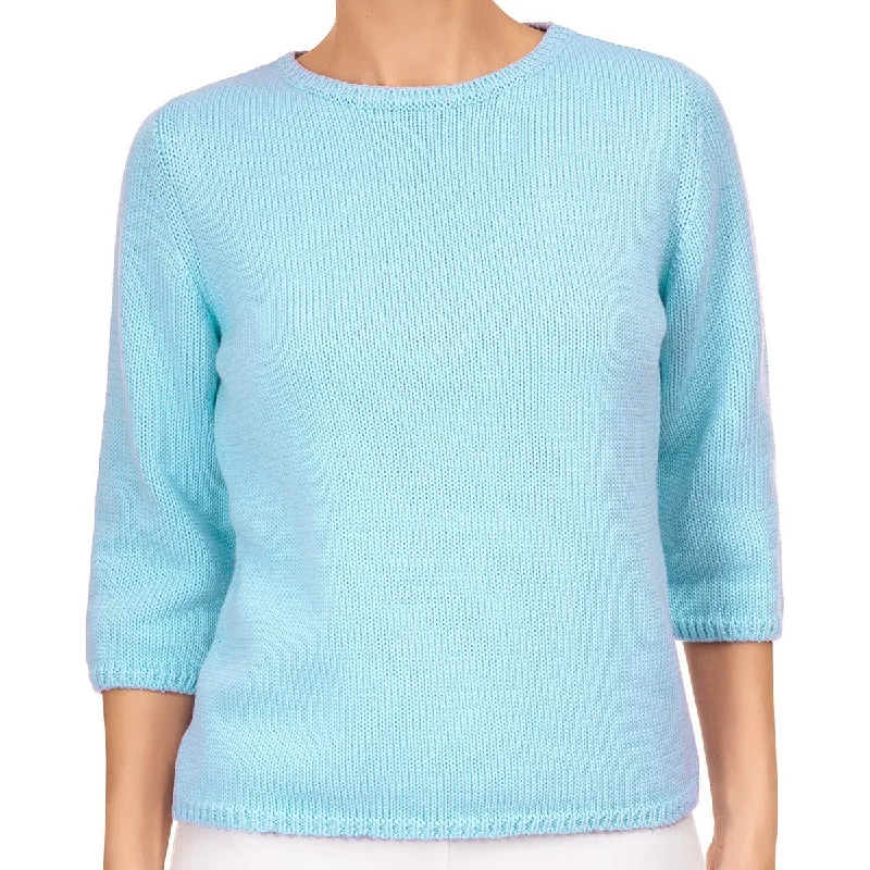 Vintage Women's Fashion 3/4 Sleeve Pullover in Turquoise