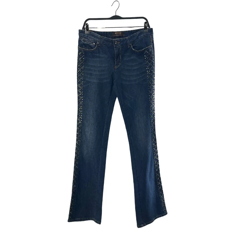 Women's Attire roberto cavalli/Bootcut Pants/44/Denim/NVY/BRONZE STUDDED SIDES