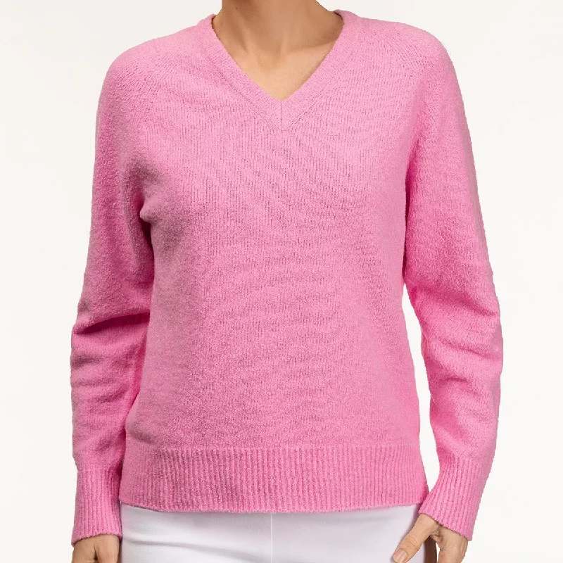 Women's Activewear Outfit V Neck Pullover in Cameo Pink