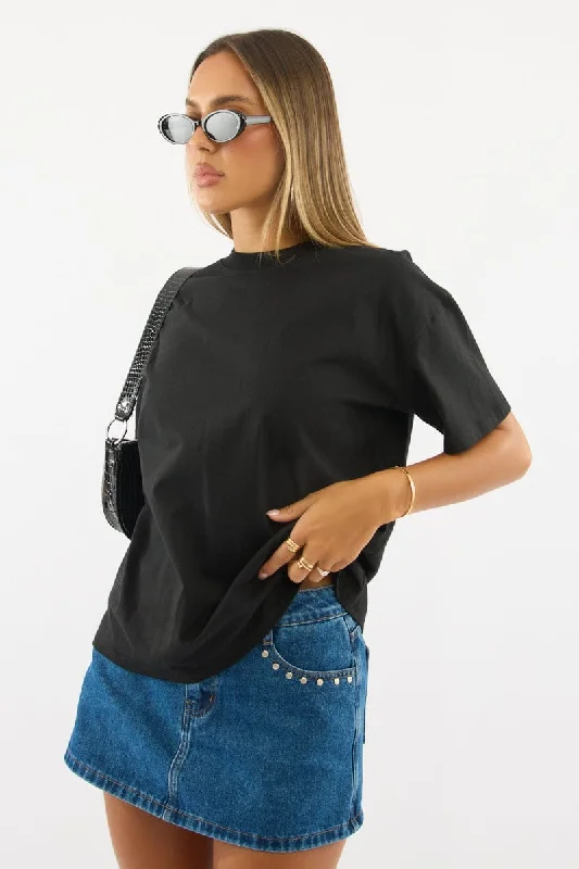 Women's Clothing for Every Occasion Black Loose Fit T-Shirt