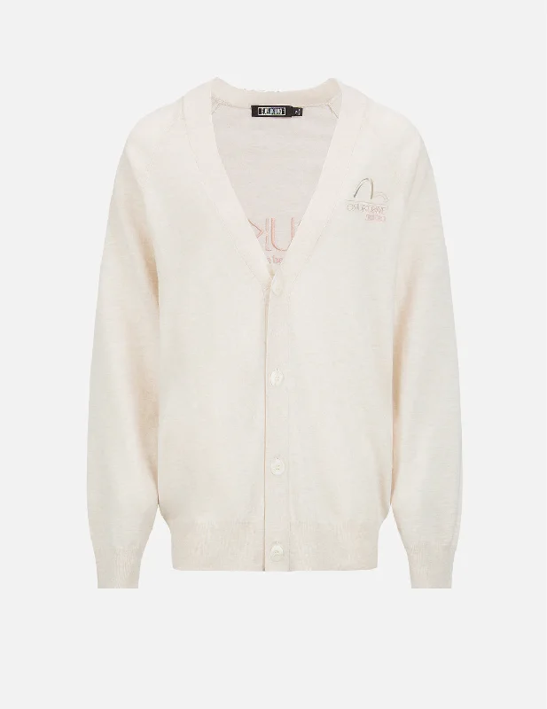 Edgy Fashion Seagull and Logo Embroidery Cardigan