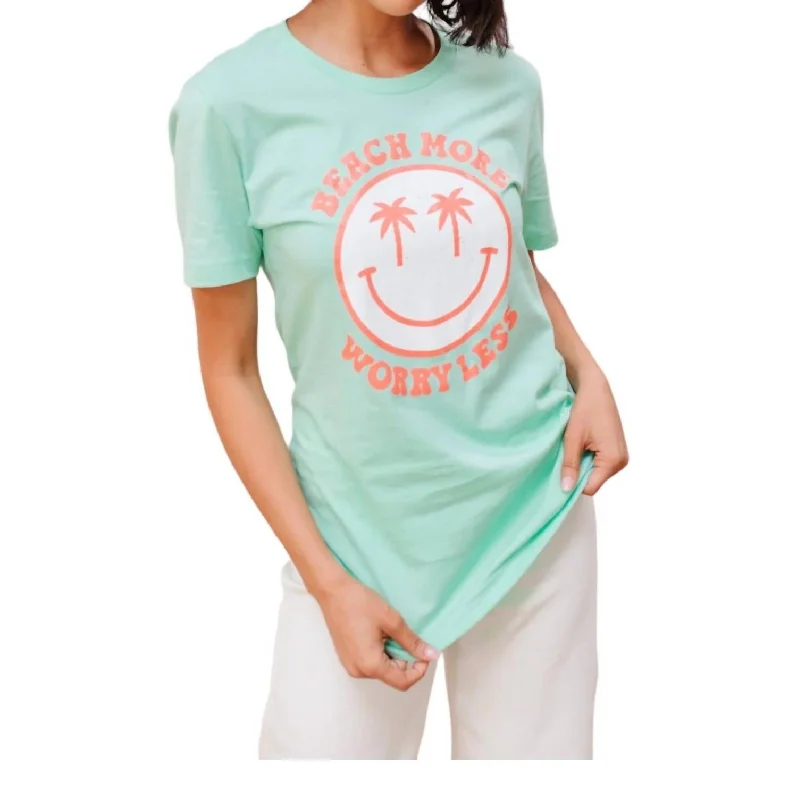 Formal Outfit For Women Worry Less T-Shirt In Mint Green