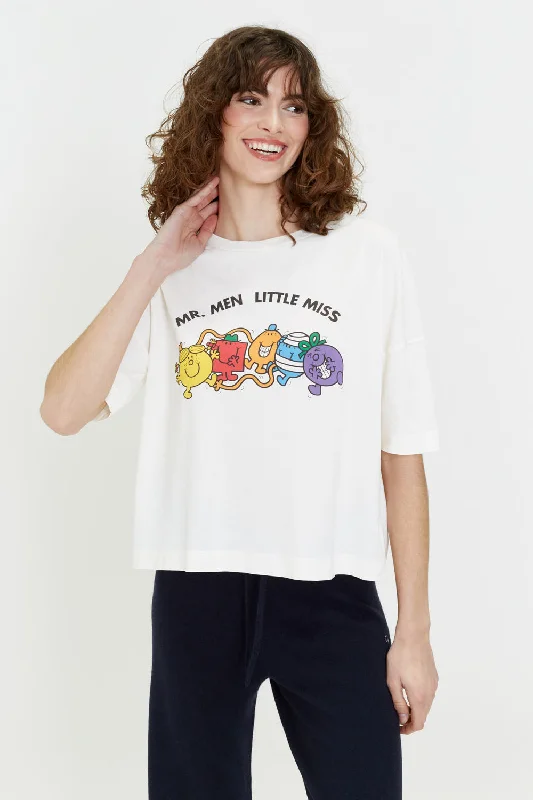 Trendy Women's Apparel Cream Cotton Mr. Men T-Shirt