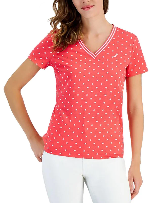 Affordable Women's Outfit Womens Knit Polka Dot Pullover Top