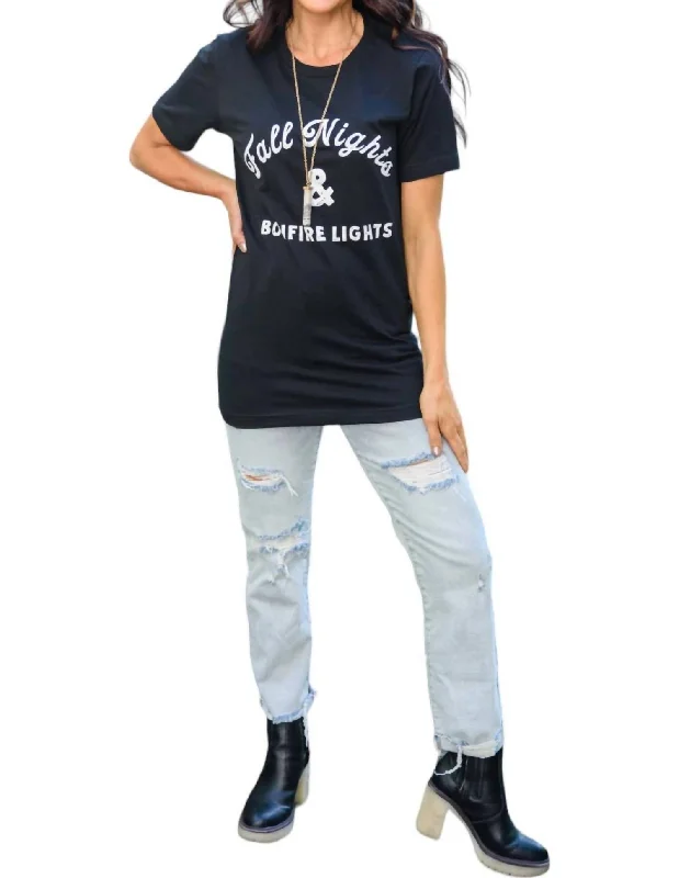 Women's Outfit Fall Nights Graphic T-Shirt In Black