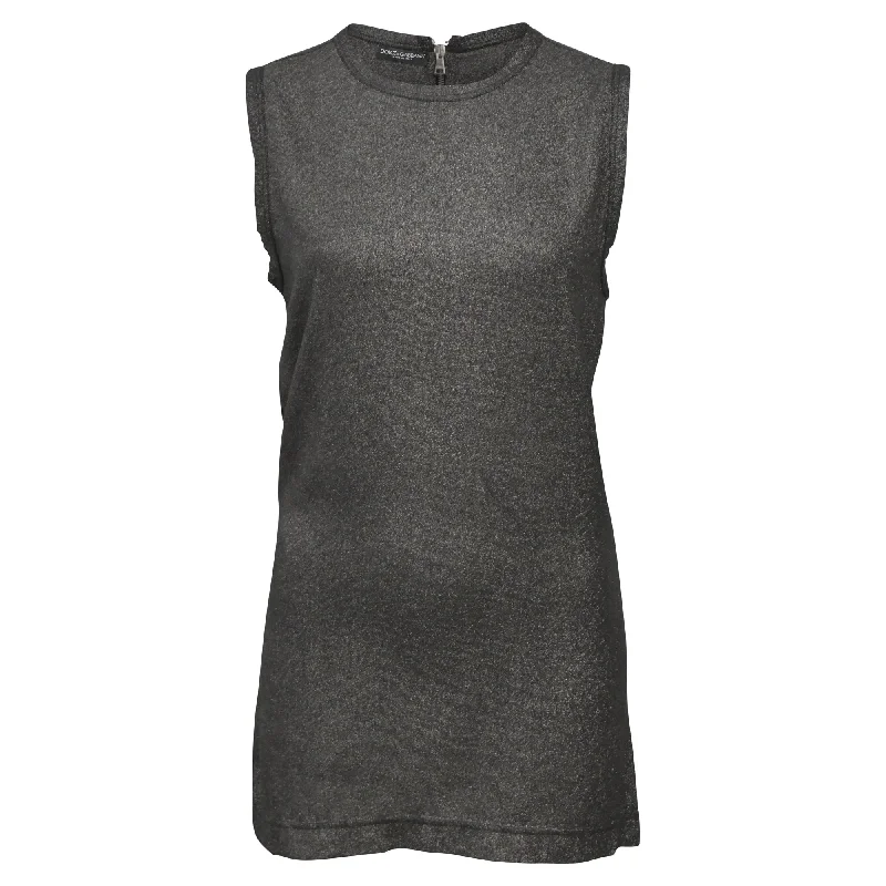 Sophisticated Outfits Dolce & Gabbana Glittery Sleeveless Top in Grey Cotton