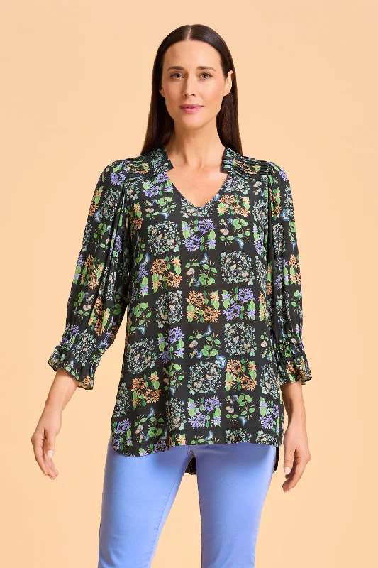 Stylish Women's Outfit Printed Frill Detail Tunic