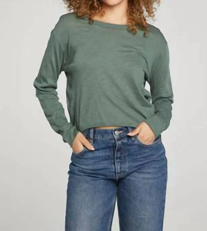 Women's Clothing And Garments Sets Long Sleeve Cropped Top In Leaf