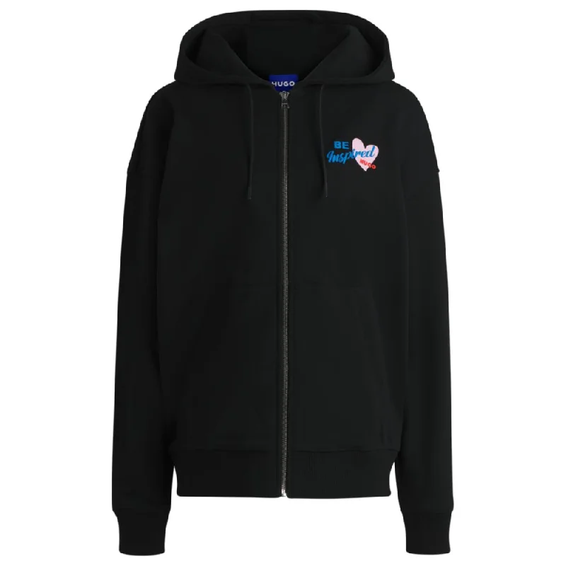 Bold Fashion Cotton-terry zip-up hoodie with seasonal artwork