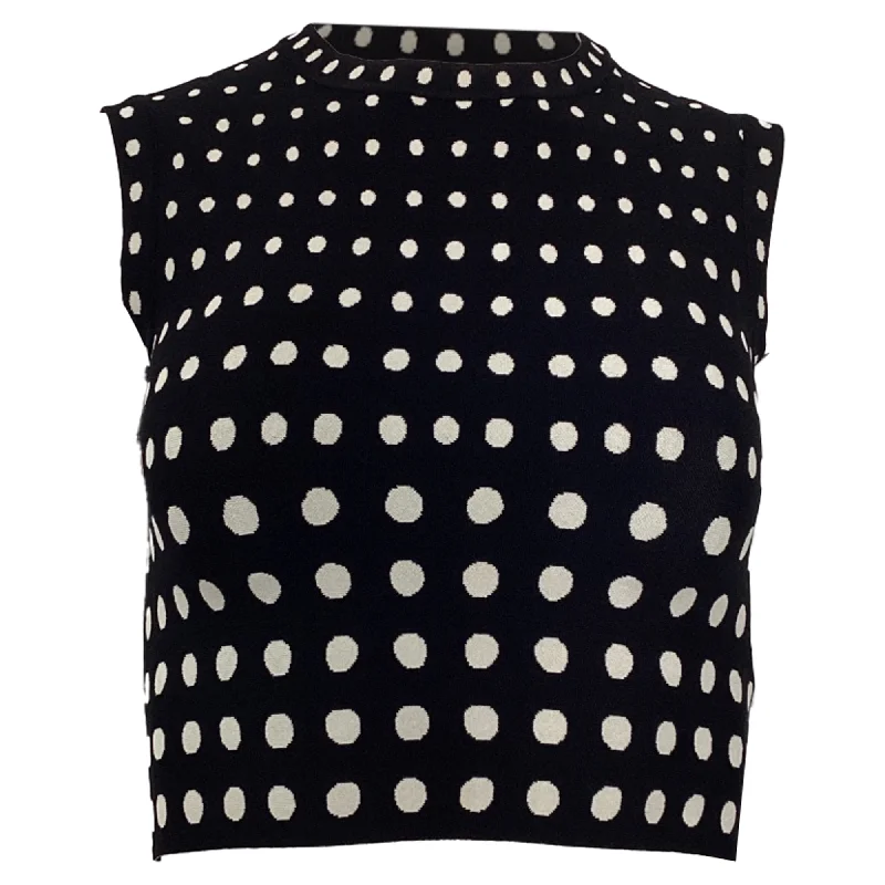 Unique Women's Fashion Pieces Alaia Polka Dot Sleeveless Crop Top in Black Viscose