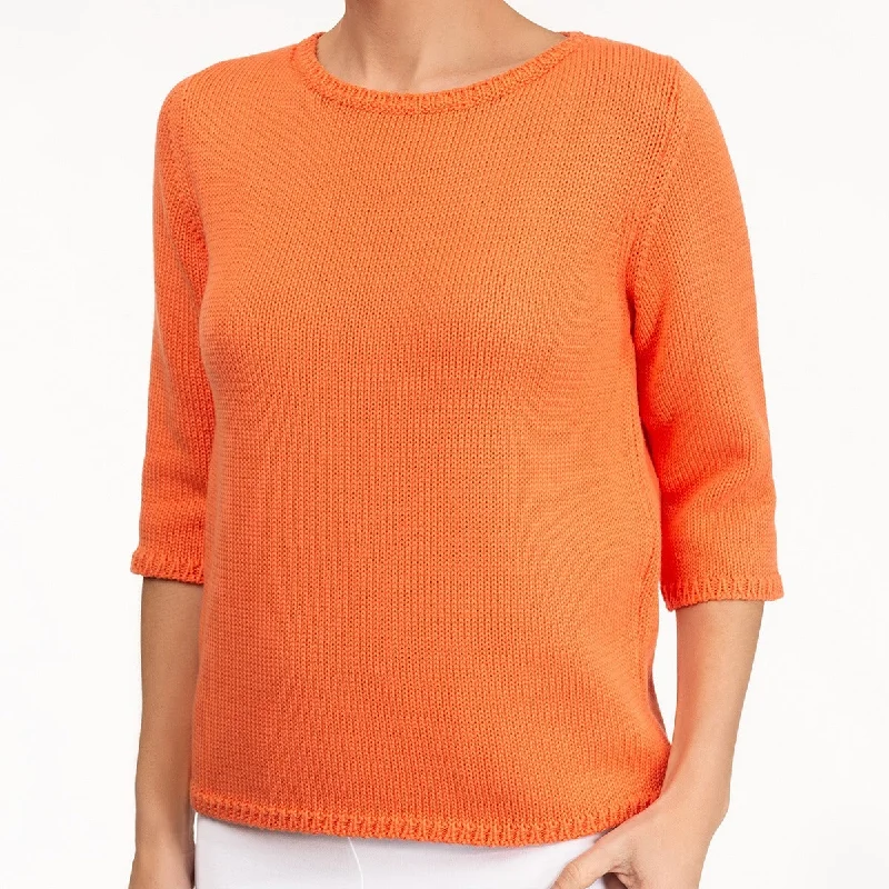 Women's Casual Wear Outfit 3/4 Sleeve Pullover in Orange Sherbert