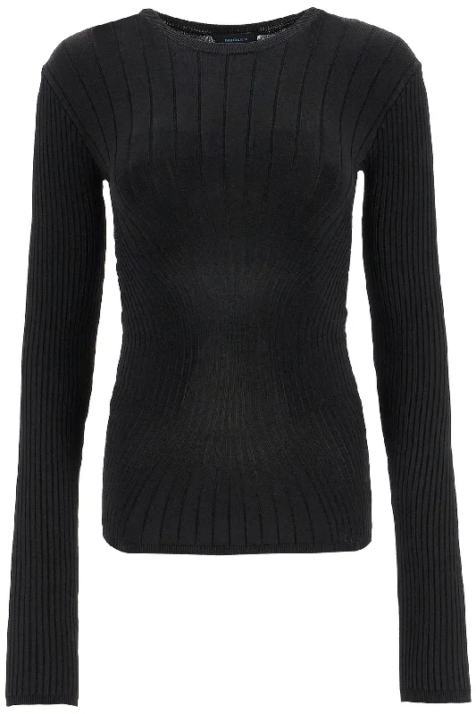 Online Clothing Stores Mugler Women's Ribbed Knit Top With Long Sleeves