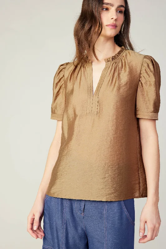 Women's Clothing Brands Gathered Sleeve Blouse