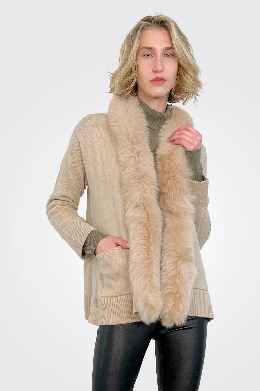 Women's Relaxed Outfit Isla Fur Trim Jacket - Chai Chai Fox