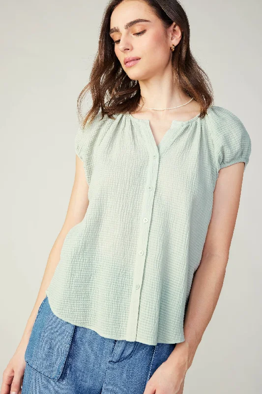 Trendy Outfits For Girls Buttoned Cotton Blouse