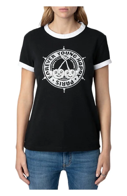 Vintage-Inspired Garments Walk Diamante Insignia T-Shirt In Noir