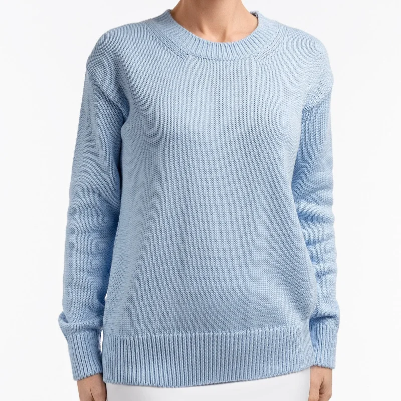 Women's Comfy Loungewear Outfit Oversized Round Neck Pullover in Cielo