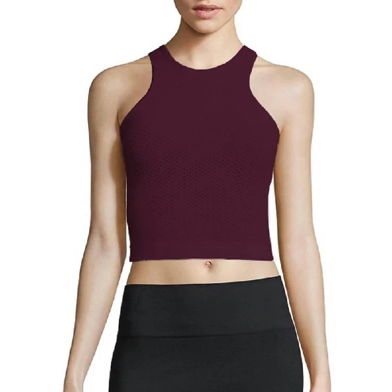 Women's Vacation Attire Women Racerback Bodycon Crop Top In Burgundy