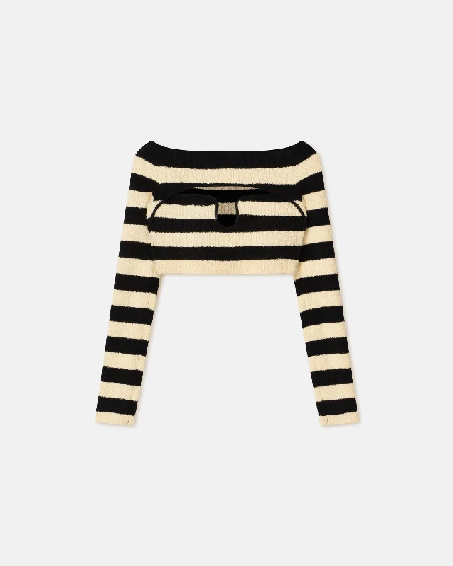 Women's Trendy Clothes Marnin - Striped Terry-Knit Top - Creme/Off Black