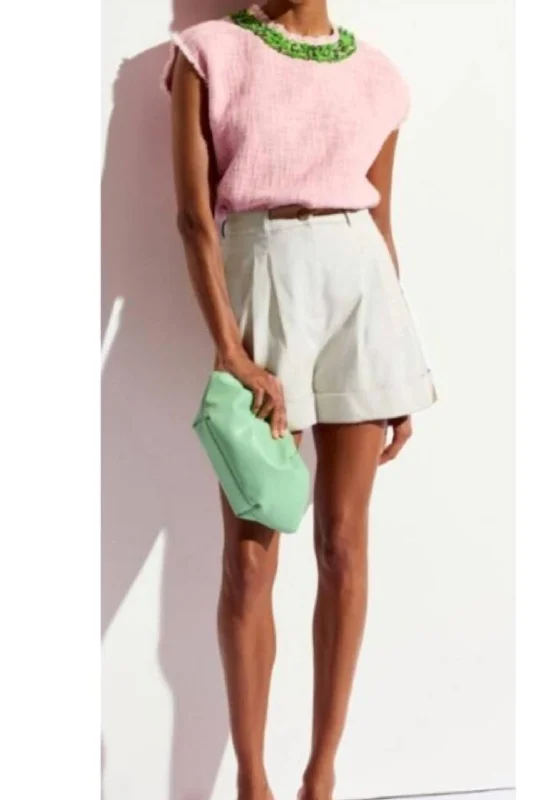 Women's Night-Out Outfit Faint Wide Leg Shorts In Off White