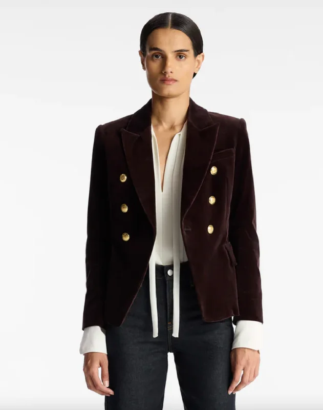 Women's Resort Attire Chelsea Velvet Tailored Jacket - Chocolate