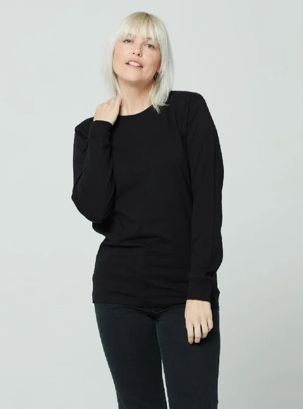 Women's Comfy Attire For Lounging Unisex Long Sleeve - Black