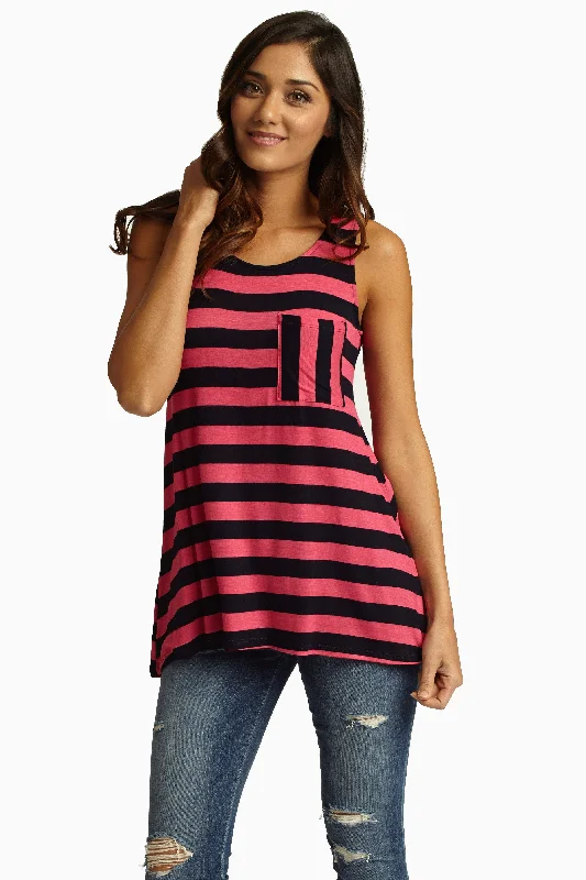 Trendy Boutique Online Fuchsia Striped Racerback Tank Top