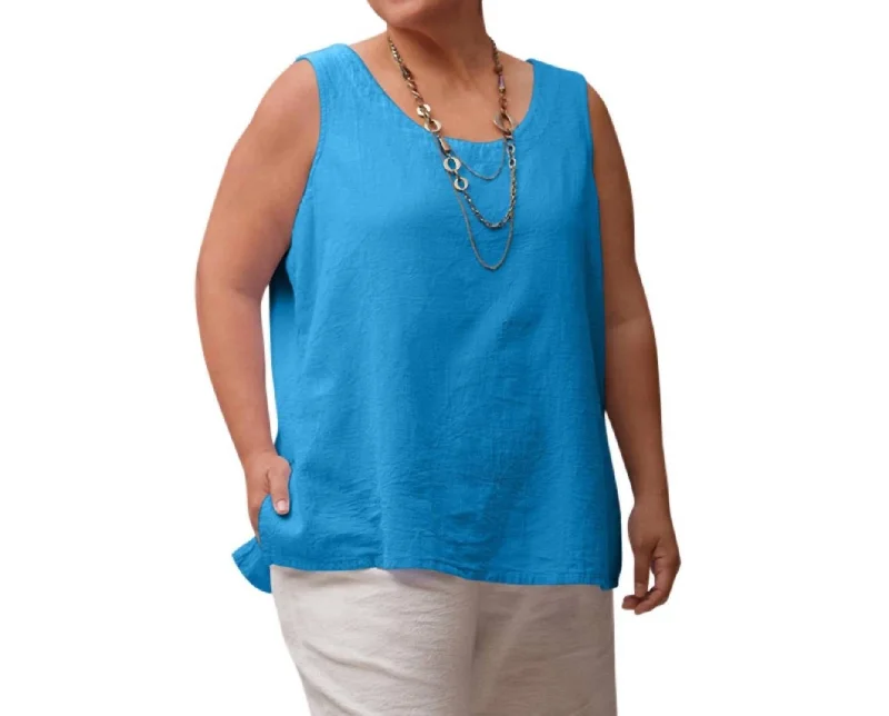 Premium Fabrics Crinkle Cotton Sleeveless Top - Plus In Celestial