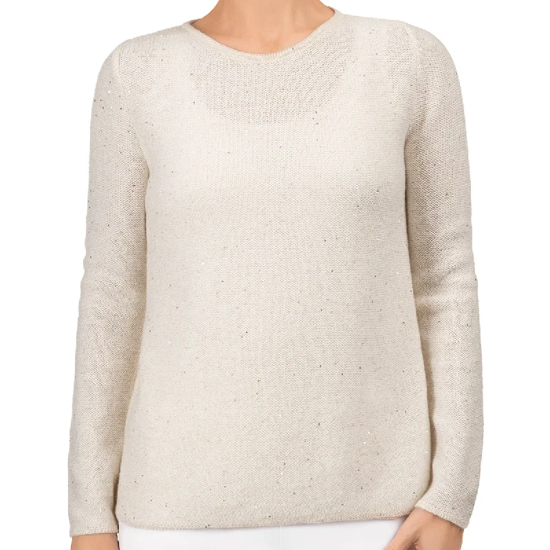 Comfortable Women's Outfits Sequin Cashmere & Wool Pullover in Cream