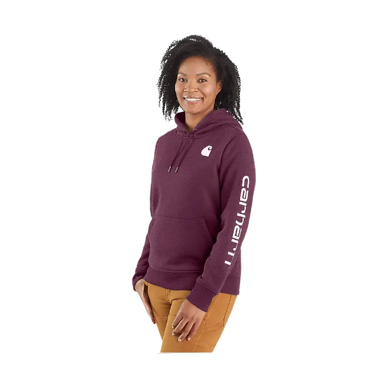 Women's Outerwear for All Weather Conditions Carhartt Women's Relaxed Fit Midweight Logo Sleeve Graphic Sweatshirt - Blackberry Heather