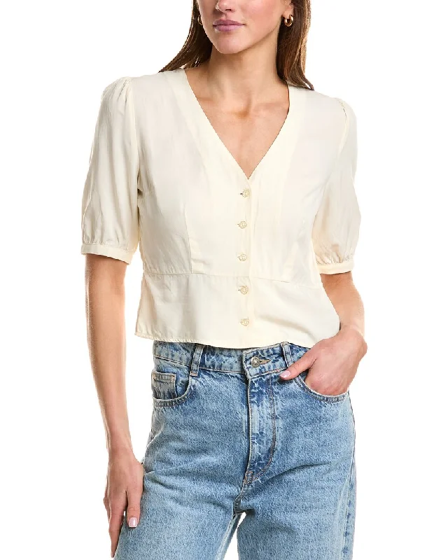 Women's Work Outfit KULE Button Cropped Blouse