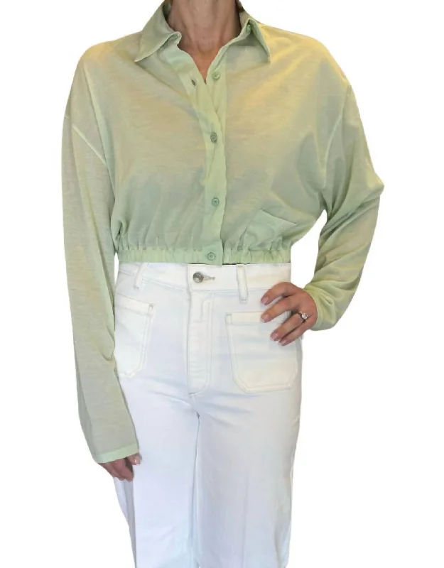 Affordable Women's Garments Camica Linfa Cropped Blouse In Light Green