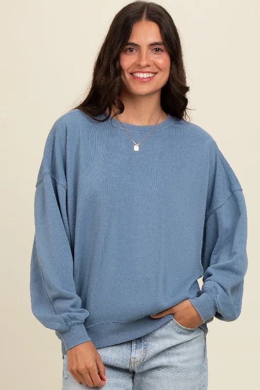 Casual Dresses for Women Blue Heather Crewneck Sweatshirt