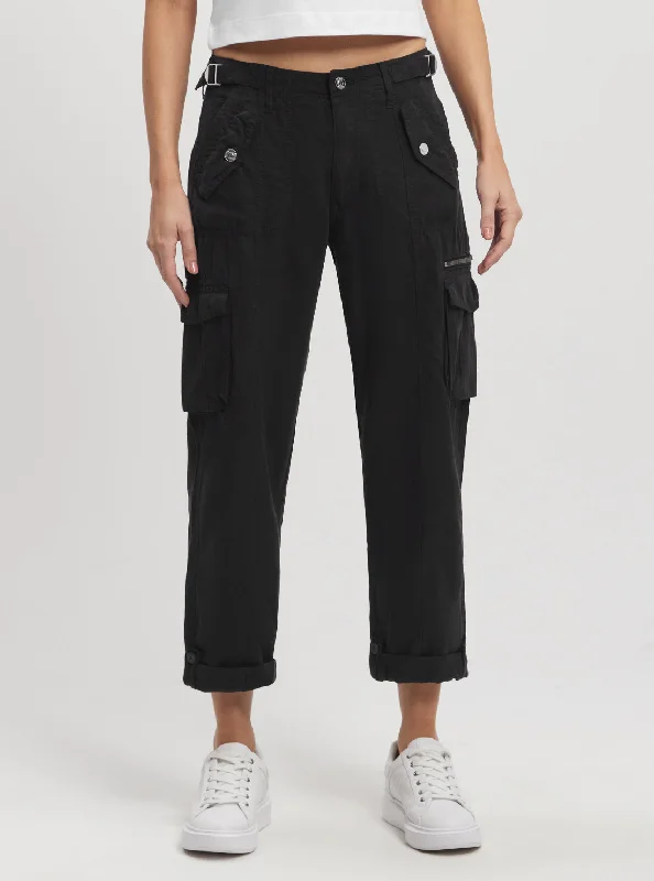 Laid-Back Elegance Eco Black Nessi Cargo Pants