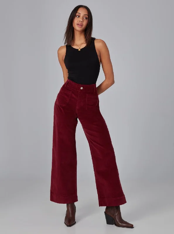 Women's Work Outfit COLETTE-MC High Rise Wide Leg Jeans - Merlot Corduroy