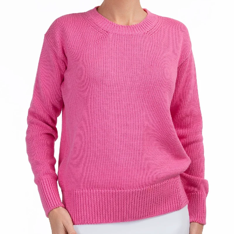 Chic Women's Attire Oversized Round Neck Pullover in Raspberry