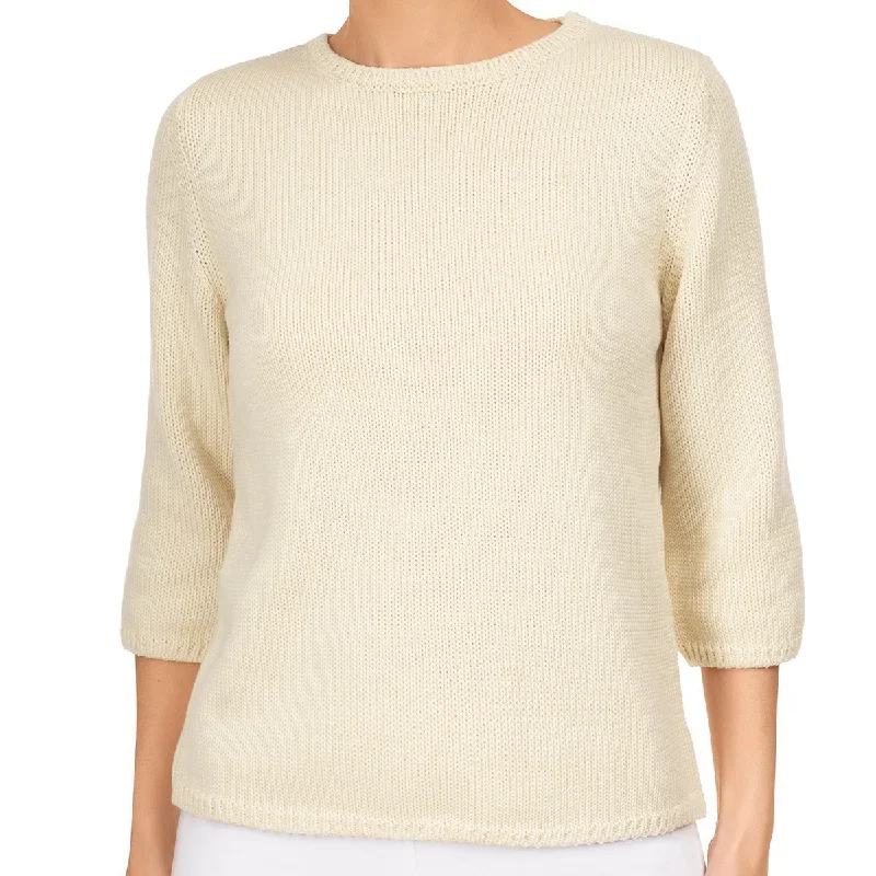 Women's Outfit 3/4 Sleeve Pullover in Pale Yellow